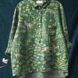 Marieke | Casual T-shirt met Vintage Bloemen- en Dierprint