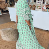 MANA | MIDI GROENE BLOEMENJURK CHIC V-hals