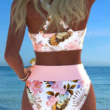Marie | Bikini met contrasterend bloemenpatroon en split