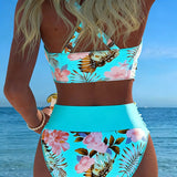 Marie | Bikini met contrasterend bloemenpatroon en split